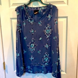 Nanette Lenore Sleveless Floral Embroidery Top SZ L